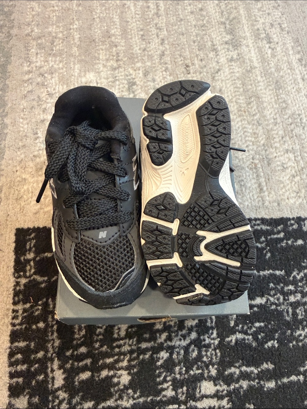 New Balance Kids Black and White Athletic Sneakers - Picture 3 of 3